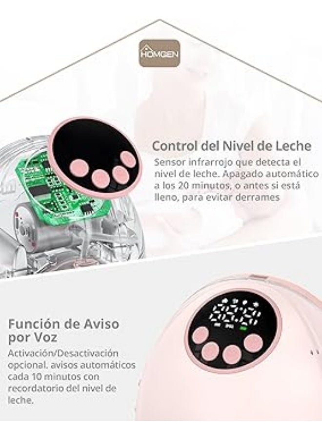 مضخة ثدي كهربائية بدون استخدام اليدين، قابلة للارتداء، مضخات رضاعة طبيعية لاسلكية، درجة المستشفى، هادئة، مضادة للتسرب، مع بث صوتي، تدفئة، 4 أوضاع، 12 مستوى شفط مزدوج - Image 5