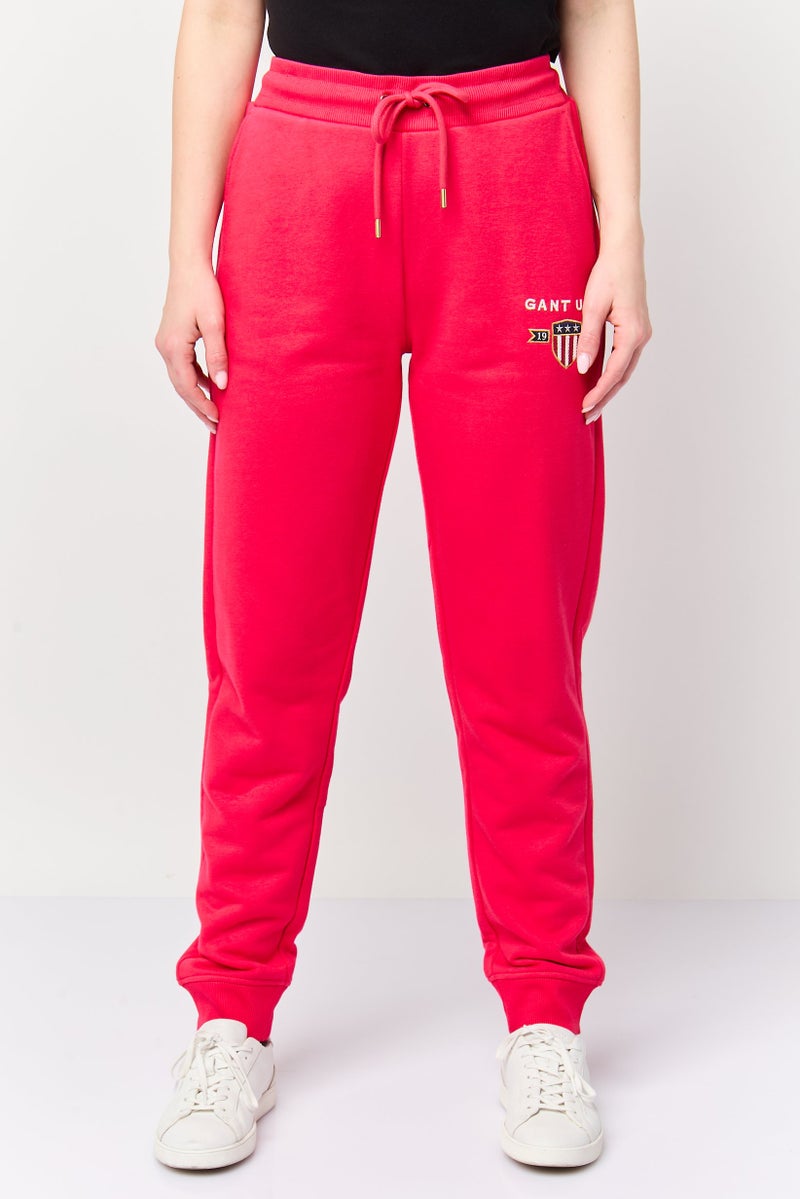 GANT Women Regular Fit Embroidered Logo Sweatpants, Fuchsia - Image 1