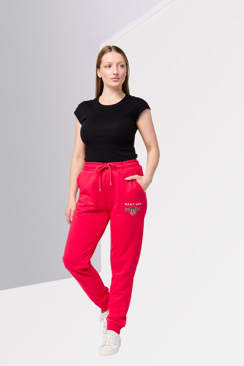 GANT Women Regular Fit Embroidered Logo Sweatpants, Fuchsia - Image 2
