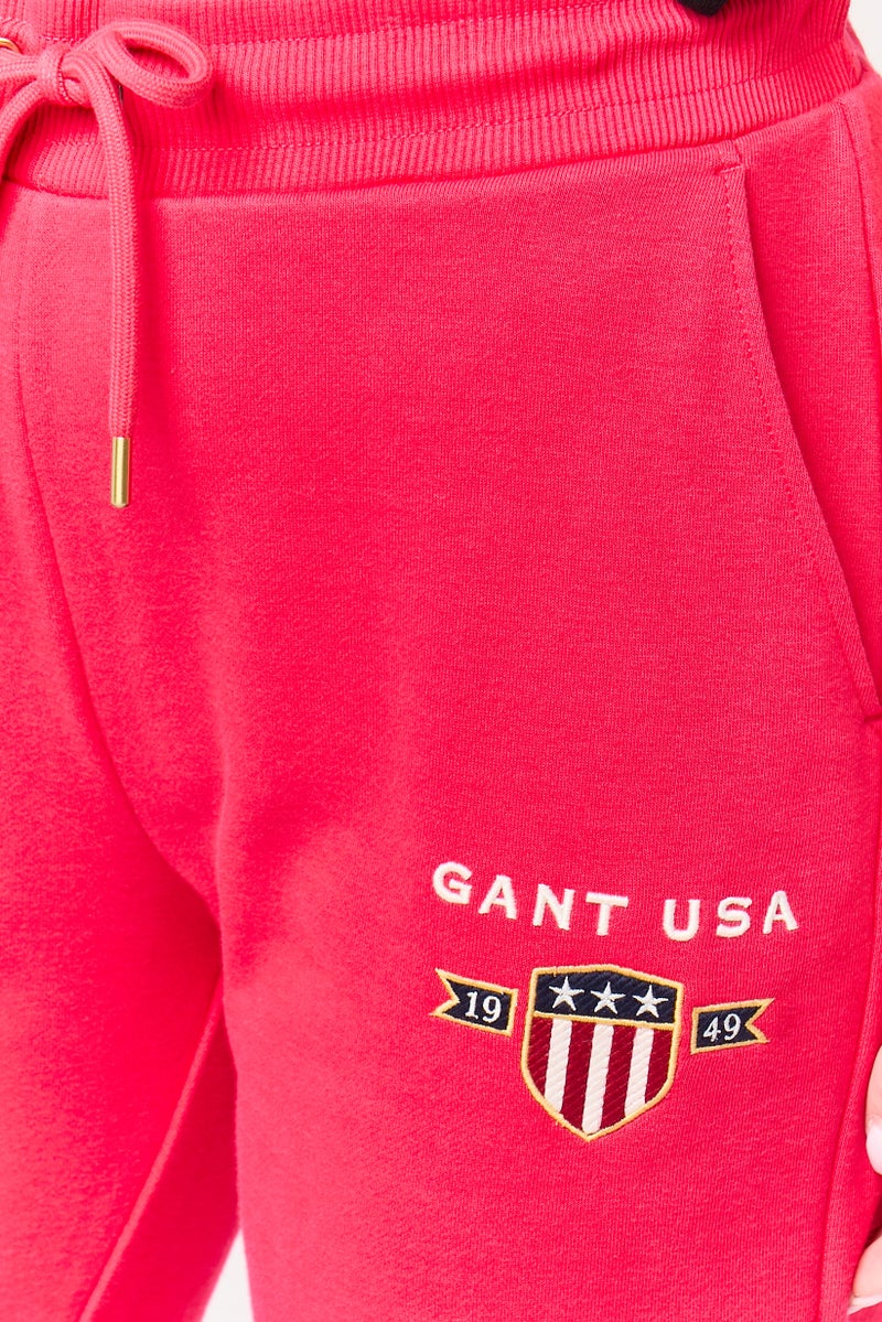 GANT Women Regular Fit Embroidered Logo Sweatpants, Fuchsia - Image 3