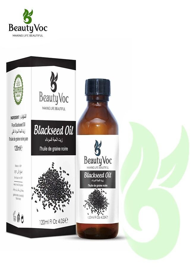 BEAUTY VOC Blackseed Oil, Enriched with Antioxidants, Vitamins, and Essential Fatty Acids for a Radiant Beauty Elixir, Nourish, Hydrate, and Revitalize Your Skin for a Youthful Glow and Reduced Fine Lines, 120ml  - Image 1
