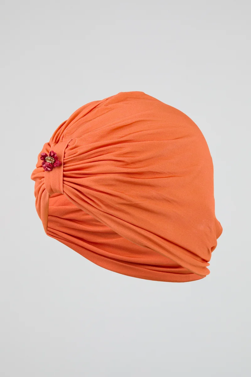 roberto cavalli Roberto Cavalli Coral Orange Draped Turban Headband