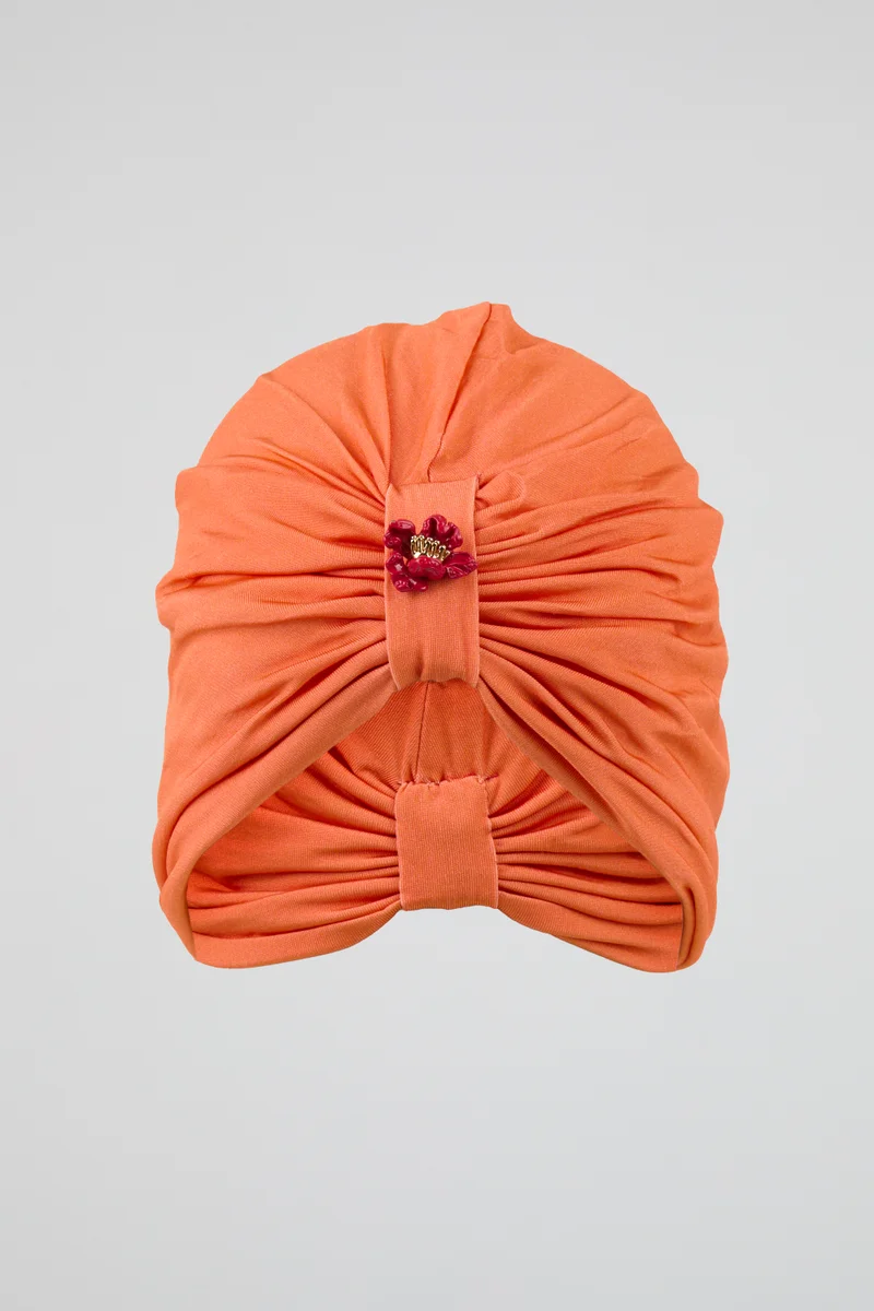 roberto cavalli Roberto Cavalli Coral Orange Draped Turban Headband