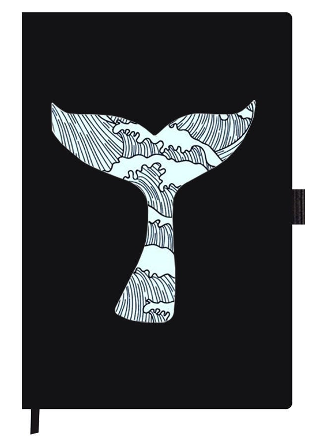 Theodor Designer A5 Thick Black Hardcover Notebook Whale Tail - Image 1