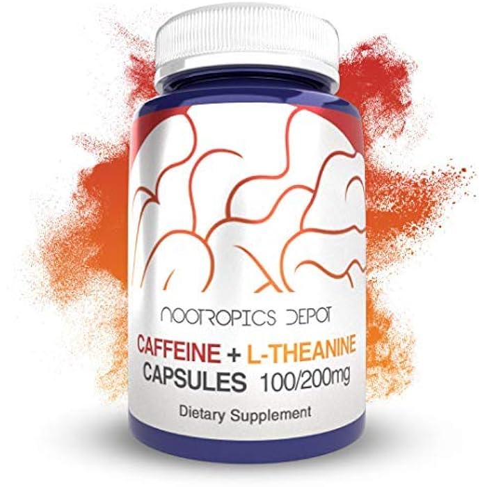 Nootropics Depot Caffeine and L-Theanine Capsules | 60 Pills | Contains 100mg of Caffeine and 200mg of L-Theanine | Natural Supplement | Energy Booster | Mental Focus + Alertness | Coffee Alternative - Image 1