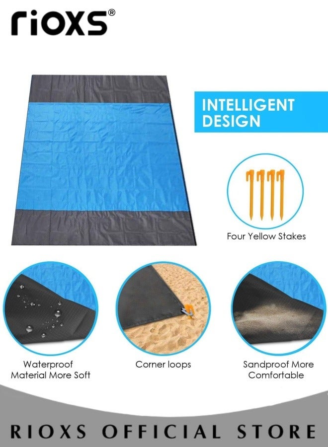 RIOXS Beach Blanket,  Nylon Waterproof Sandproof Beach Mat, 210x200cm Foldable Quick Drying Outdoor Picnic Mat for Outdoor Camping Picnic Travel and Beaches, Lightweight Camping Ground Cover for Tent Footprint, Portable Foldable Blanket for Car Trunk - Image 5
