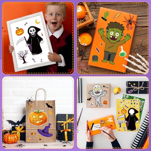 OHOME Halloween Party Favors - DIY Crafts Stickers for Kids | Kids Halloween Games Toys Gifts Treats Decorations Activities Party Supplies(24 Sheets) - Image 4