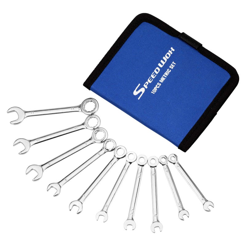 SPEEDWOX 10 Pcs Mini Combination Wrench Set, 4-11mm Open and Box End for Automotive, Industry, Electronics, Mechanic, Home, Hobby - High Carbon Steel - Image 1