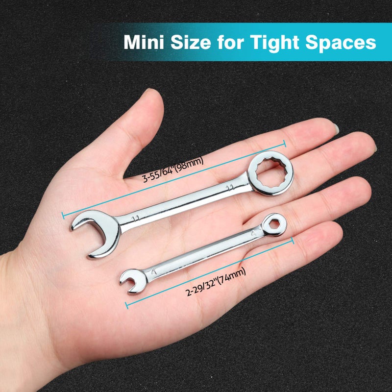 SPEEDWOX 10 Pcs Mini Combination Wrench Set, 4-11mm Open and Box End for Automotive, Industry, Electronics, Mechanic, Home, Hobby - High Carbon Steel - Image 5