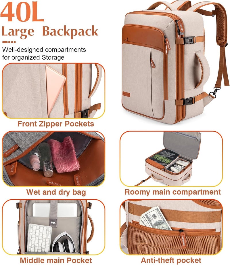 Lumesner Unisex Lumesner Travel Bussiness Laptop Backpack Carry on backpack,Travel backpack - Image 3
