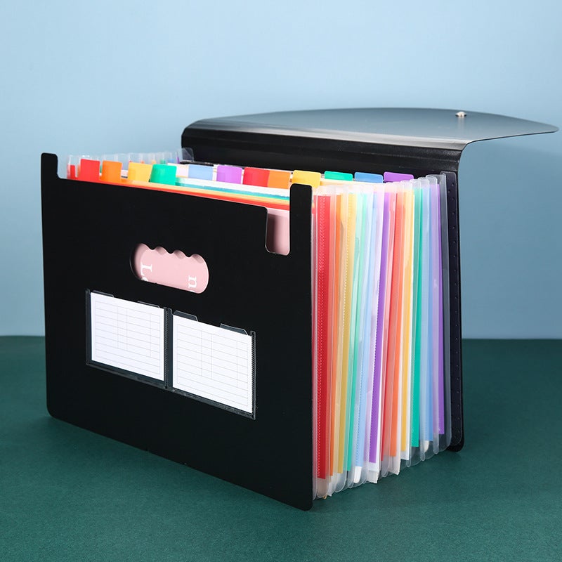 25-Pocket Three-Side-Sealed Colorful Inner Pages With Lanyard Flip Cover Accordion Folder A4 Document Folder Office Document Storage Pp Document Folder - Image 1