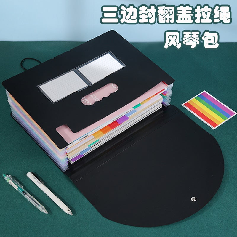 25-Pocket Three-Side-Sealed Colorful Inner Pages With Lanyard Flip Cover Accordion Folder A4 Document Folder Office Document Storage Pp Document Folder - Image 5