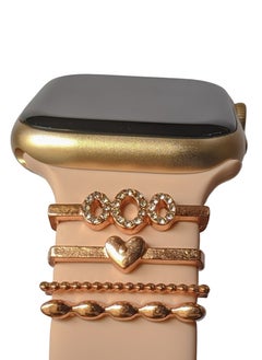 Generic Creative For Apple Watch Band Diamond Love Ornament Metal Wristbelt Charms Decorative Ring Smart Watch Silicone Strap Accessory  - Image 1