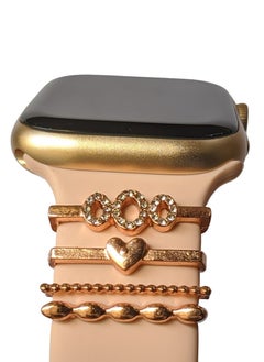 Generic Creative For Apple Watch Band Diamond Love Ornament Metal Wristbelt Charms Decorative Ring Smart Watch Silicone Strap Accessory  - Image 2