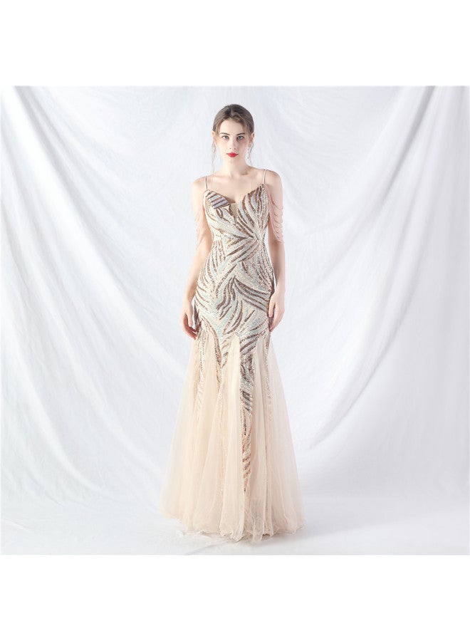 Full Craft Lace Hot European Diamond Toast Dress, Bride Long Thank You Banquet Fishtail Skirt Evening Dress