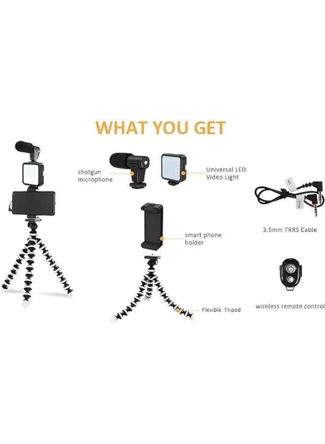 7W Photography Phone Stand with Remote Tripod, Microphone & LED Light – Up to 3 Hours Battery - Image 2