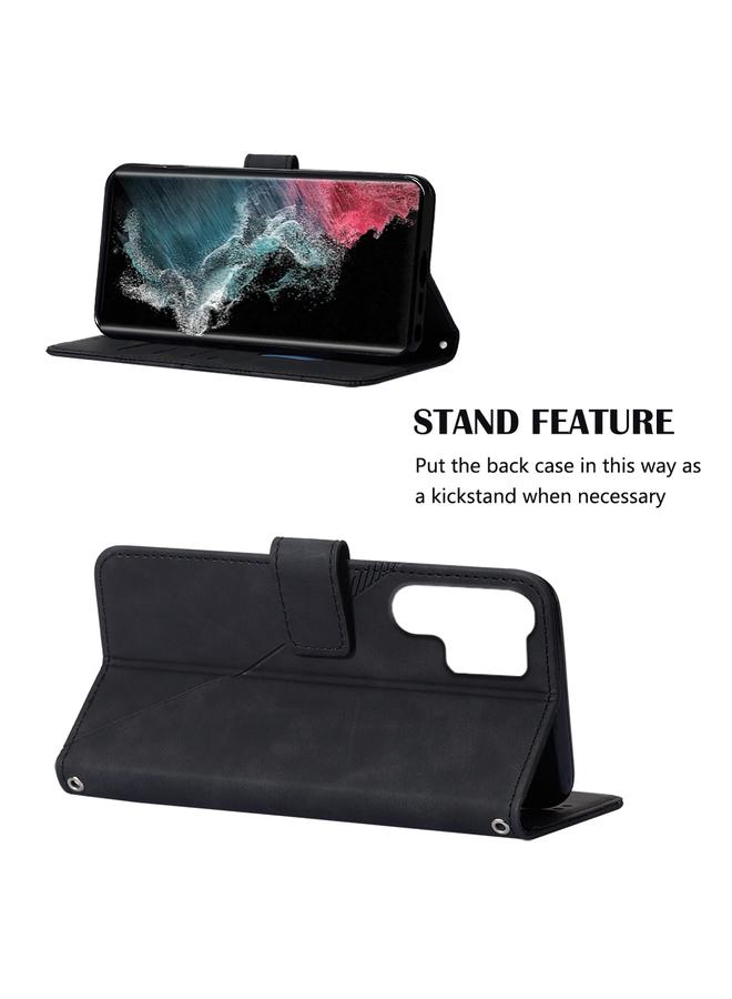 S-TOP Case For Samsung Galaxy S23 Ultra 5G Crossbody 3D Embossed Flip Leather Phone Case - Image 4