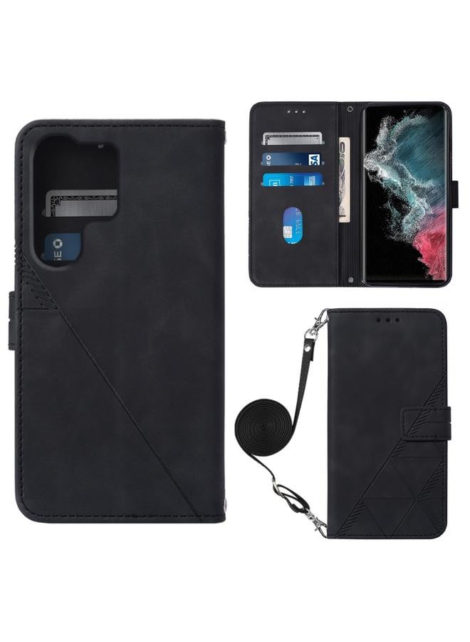 S-TOP Case For Samsung Galaxy S23 Ultra 5G Crossbody 3D Embossed Flip Leather Phone Case - Image 1