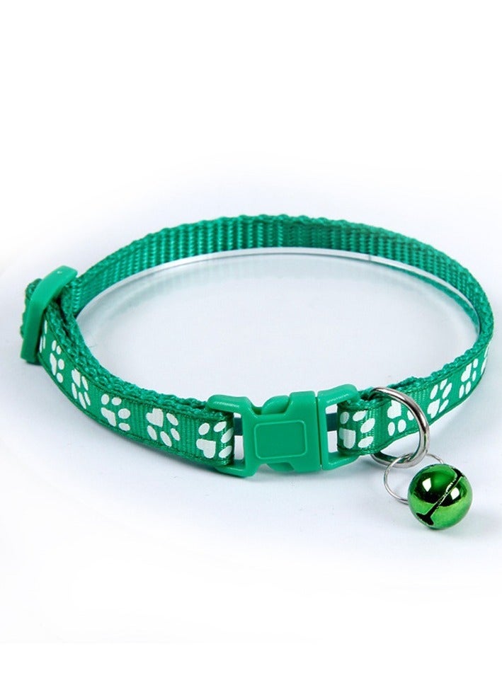 Oldzhan Cat and Dog Universal Dog Cat Neck Ring Small and Medium sized Dog Teddy Adjustable Pet Traction Rope Neck Ring Bell Collar (Green) - Image 1