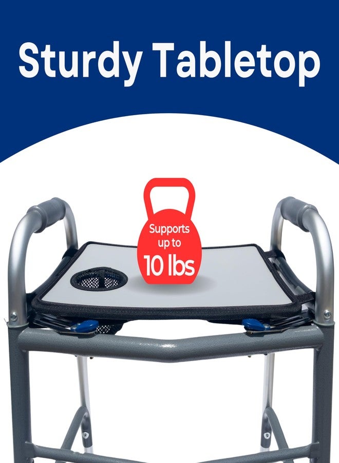 RMS صينية RMS للمشايات مع حامل أكواب، سطح طاولة صلب يناسب معظم المشايات القابلة للطي القياسية، ملحقات مشايات الحركة، وطاولة طبية لكبار السن أو الأشخاص ذوي الإعاقة - Image 3