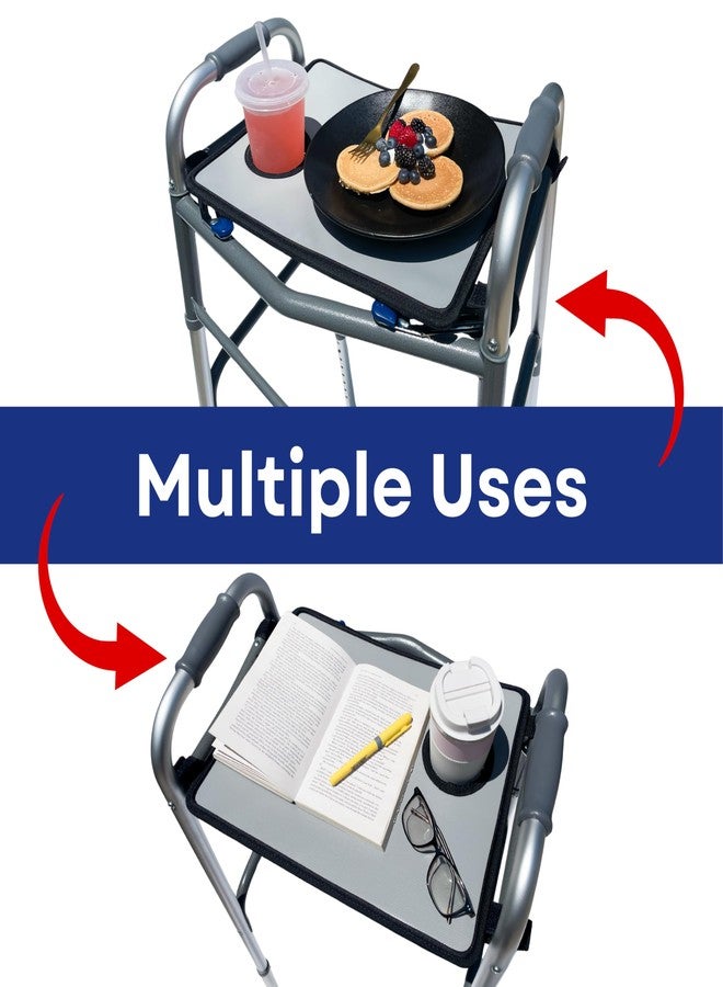 RMS صينية RMS للمشايات مع حامل أكواب، سطح طاولة صلب يناسب معظم المشايات القابلة للطي القياسية، ملحقات مشايات الحركة، وطاولة طبية لكبار السن أو الأشخاص ذوي الإعاقة - Image 4