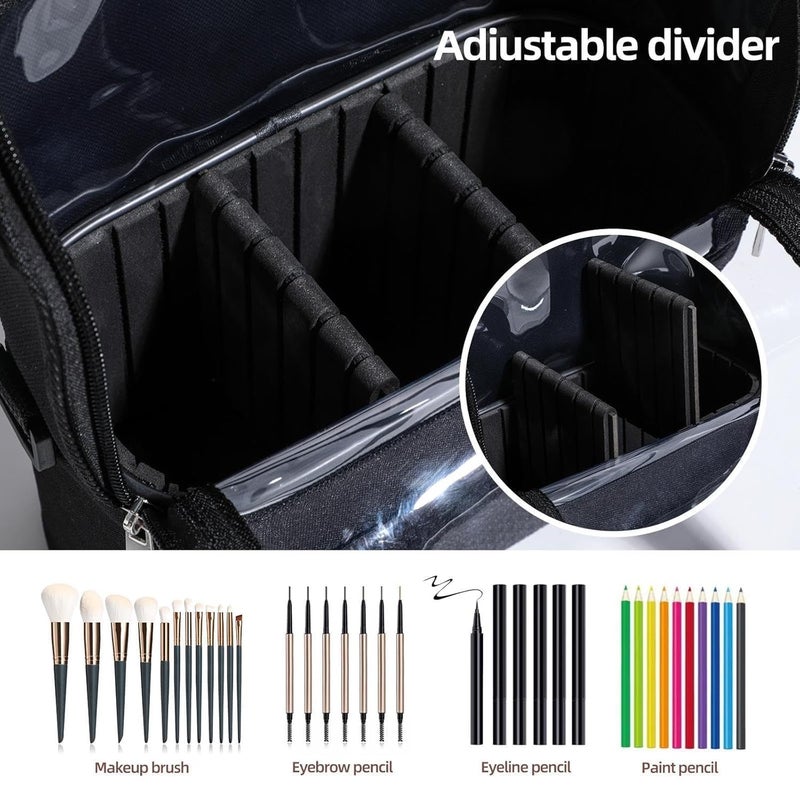 DAYANIDHI Dayanidhi Makeup Tool Organizer Bag with Adjustable Shoulder Strap Belt Lightweight Transparent Visible Window with Large Capacity Vanity Pouch for Artist Makeup Brush Bag Pack of 1 Black - Image 3