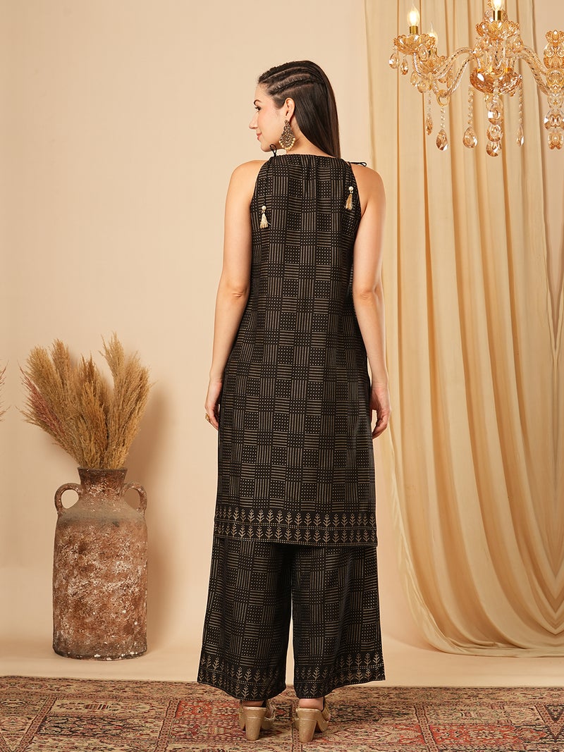 globus Globus Women Printed Regular Thread Work Kurta With Palazzos - Image 3