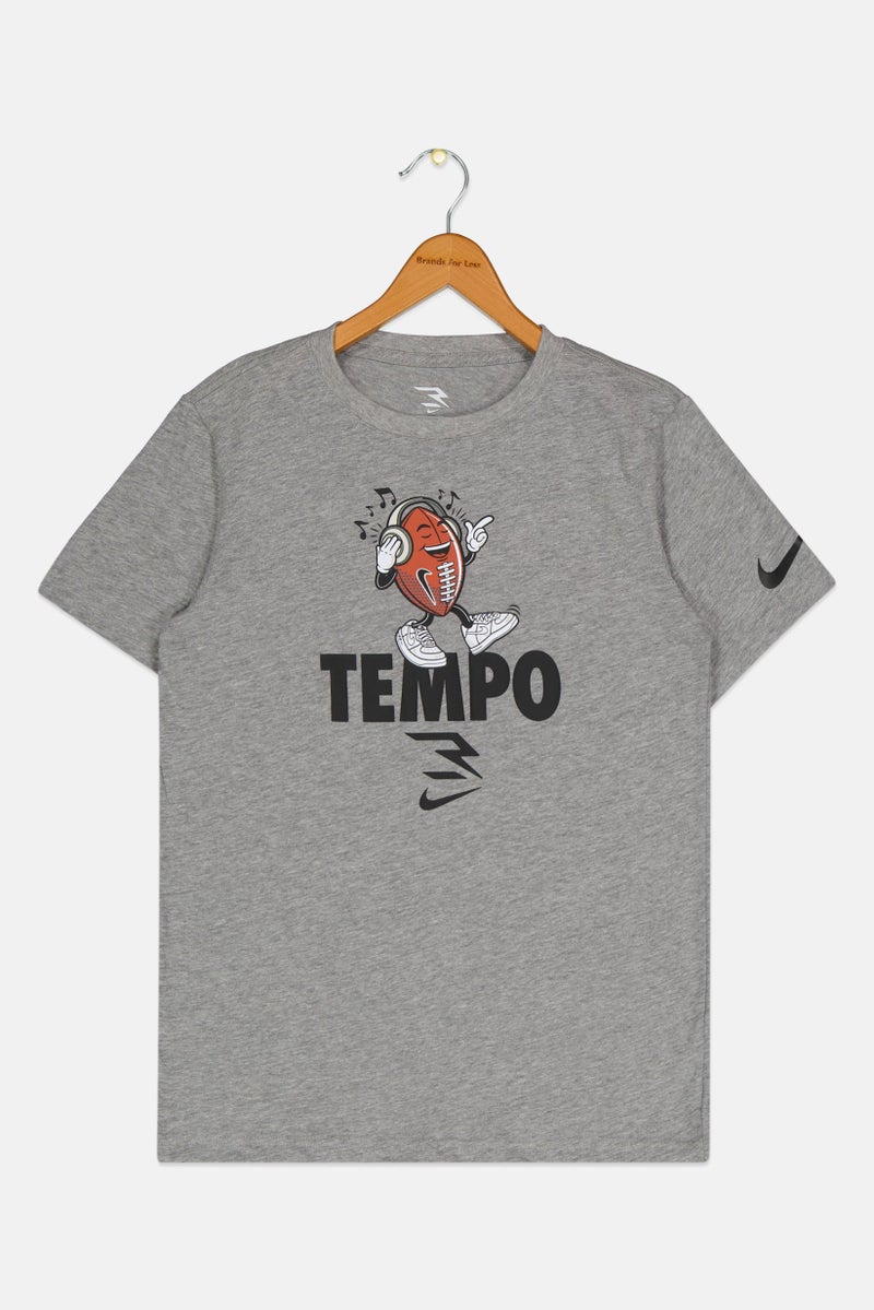 Nike 3Brand by Russell Wilson Kids Boy Sportswear Fit Graphic Print Outdoor T-Shirt, Grey - Image 1