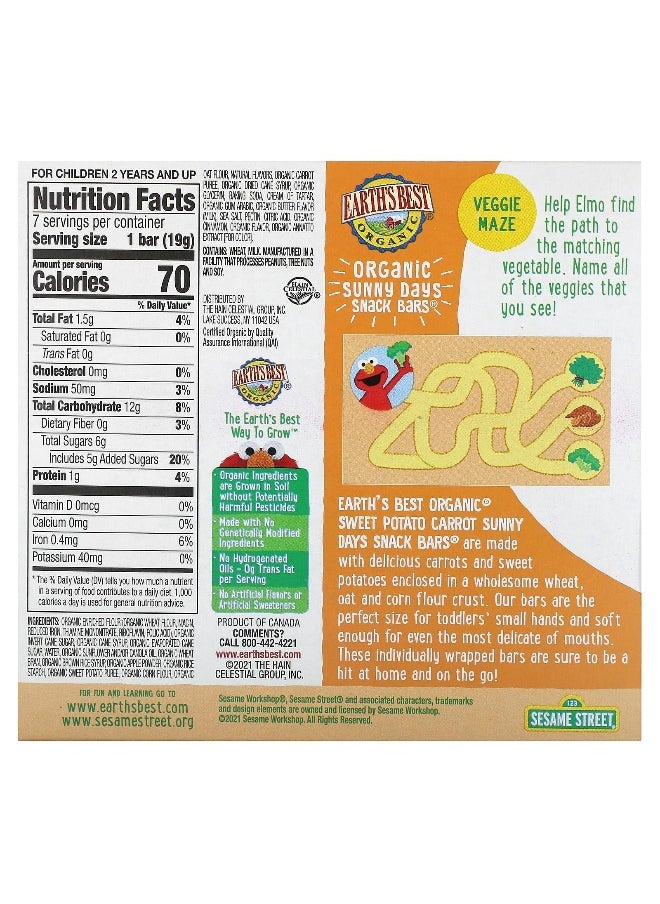 EARTHS BEST Earth's Best, Organic Sunny Days Snack Bars, 2 Years and Up, Sweet Potato, Carrot, 7 Bars, 0.67 oz (19 g) Each  - Image 2