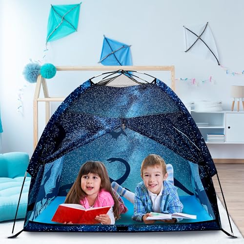 Lucky castle Kids Play Tent Lucky Castle Playhouse for Boys and Girls Easy Fun Dome Tent Camping Playground Pop Up Tent for Kids Indoor and Outdoor Imaginative Play Perfect Kids Gift Black Dinosaur - Image 5
