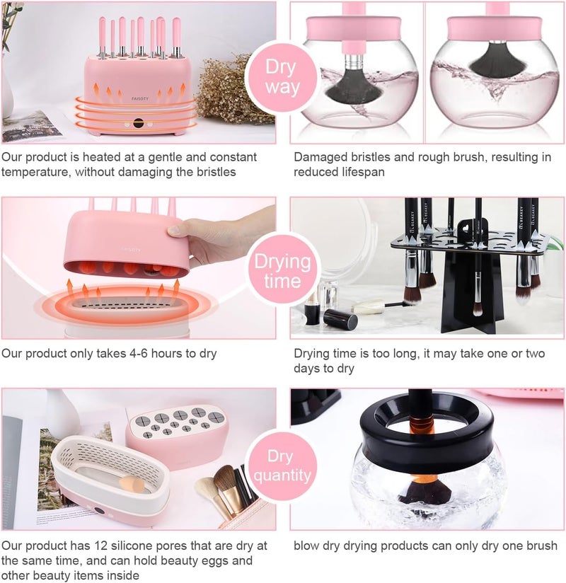 Furret Upgraded Makeup Brushes Dryer Electric Cosmetic Automatic Brush Drying Machine No Harmful for Bristles with ThermoControl 12 Various Hole Compatible with 98 Makeup Brush - Image 3