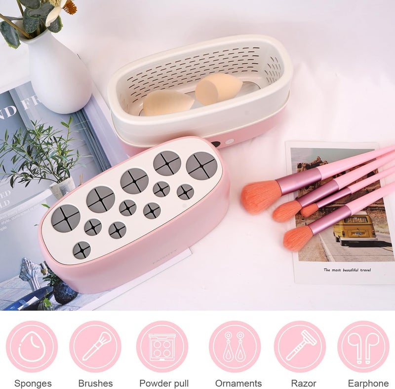 Furret Upgraded Makeup Brushes Dryer Electric Cosmetic Automatic Brush Drying Machine No Harmful for Bristles with ThermoControl 12 Various Hole Compatible with 98 Makeup Brush - Image 2