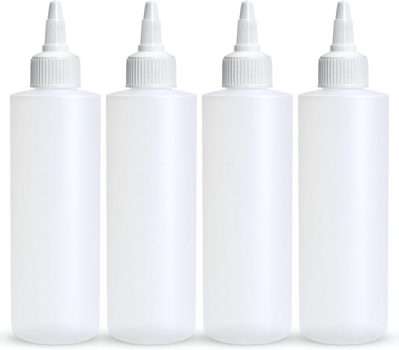 BRIGHTFROM Condiment Squeeze Bottles, 4 OZ Empty Squirt Bottle with Twist Top Cap, Leak Proof - Great for Ketchup, Mustard, Syrup, Sauces, Dressing, Oil, Arts and Crafts, BPA FREE Plastic - 4 PACK - Image 1