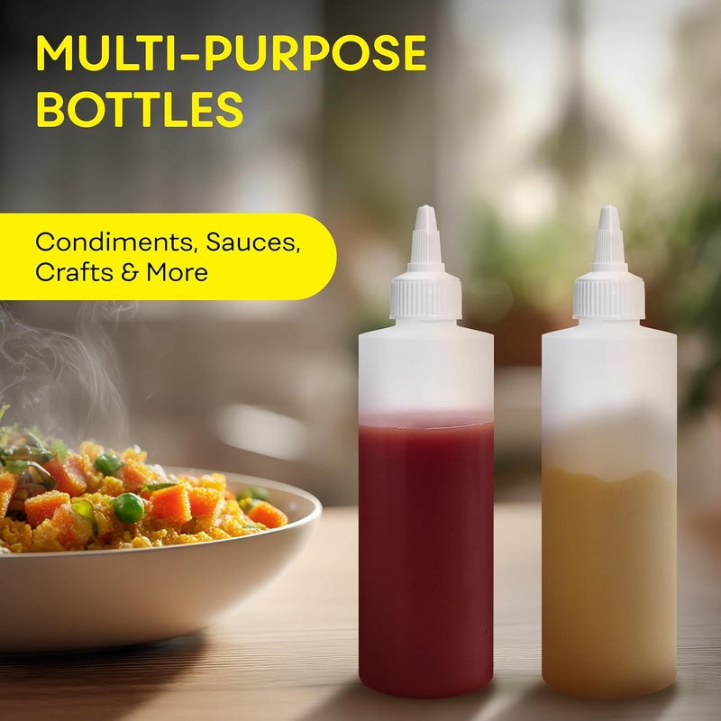 BRIGHTFROM Condiment Squeeze Bottles, 4 OZ Empty Squirt Bottle with Twist Top Cap, Leak Proof - Great for Ketchup, Mustard, Syrup, Sauces, Dressing, Oil, Arts and Crafts, BPA FREE Plastic - 4 PACK - Image 4