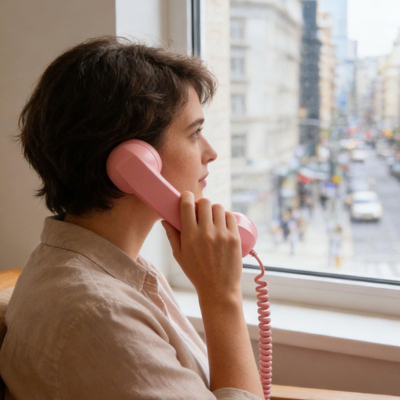 Retro Wired Telephone Handset With Hifi Speaker Noise Cancelling Mic For Smartphones Pink - Image 5