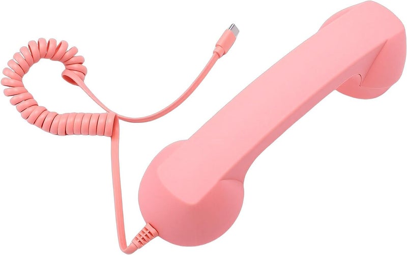 Retro Wired Telephone Handset With Hifi Speaker Noise Cancelling Mic For Smartphones Pink - Image 1