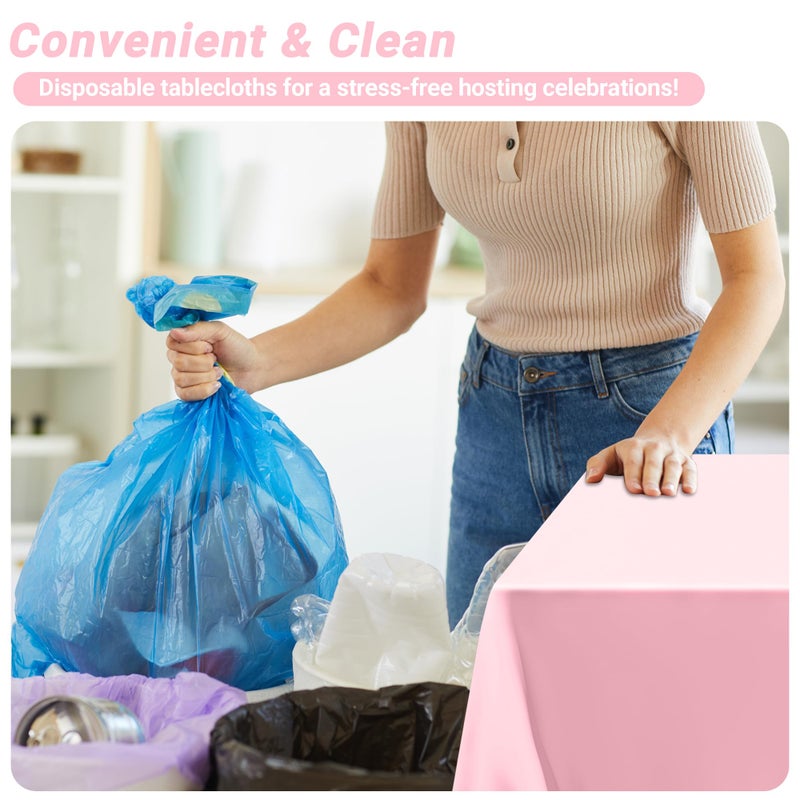 QZYL 4 PCS Plastic Table Cloth Disposable, 54 x 108 Inches Pink Tablecloth, Plastic Table Cover Rectangle Tablecloth for Baby Shower Decorations and Wedding Party, Tablecloths of Leakproof Home Essentials - Image 5