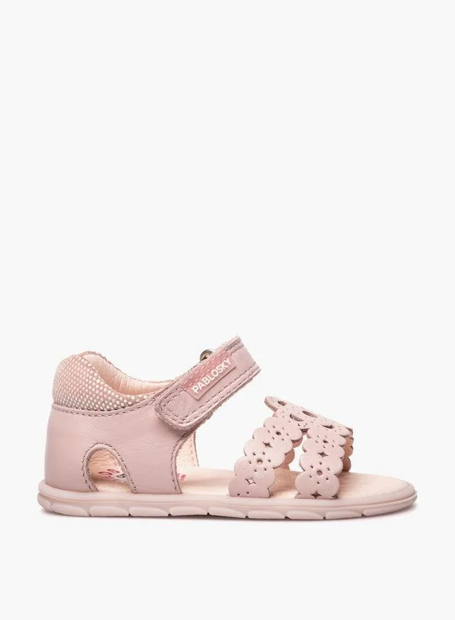 Pablosky Leather Strap Sandals With Hook & Loop Closure