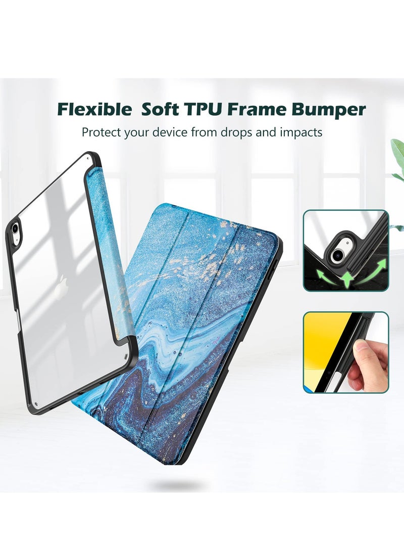 Procases - iPad 10th Generation Case with Pencil Holder 10.9 Inch Case Clear Transparent Back Shell Trifold Protective Case Smart Cover - Image 1
