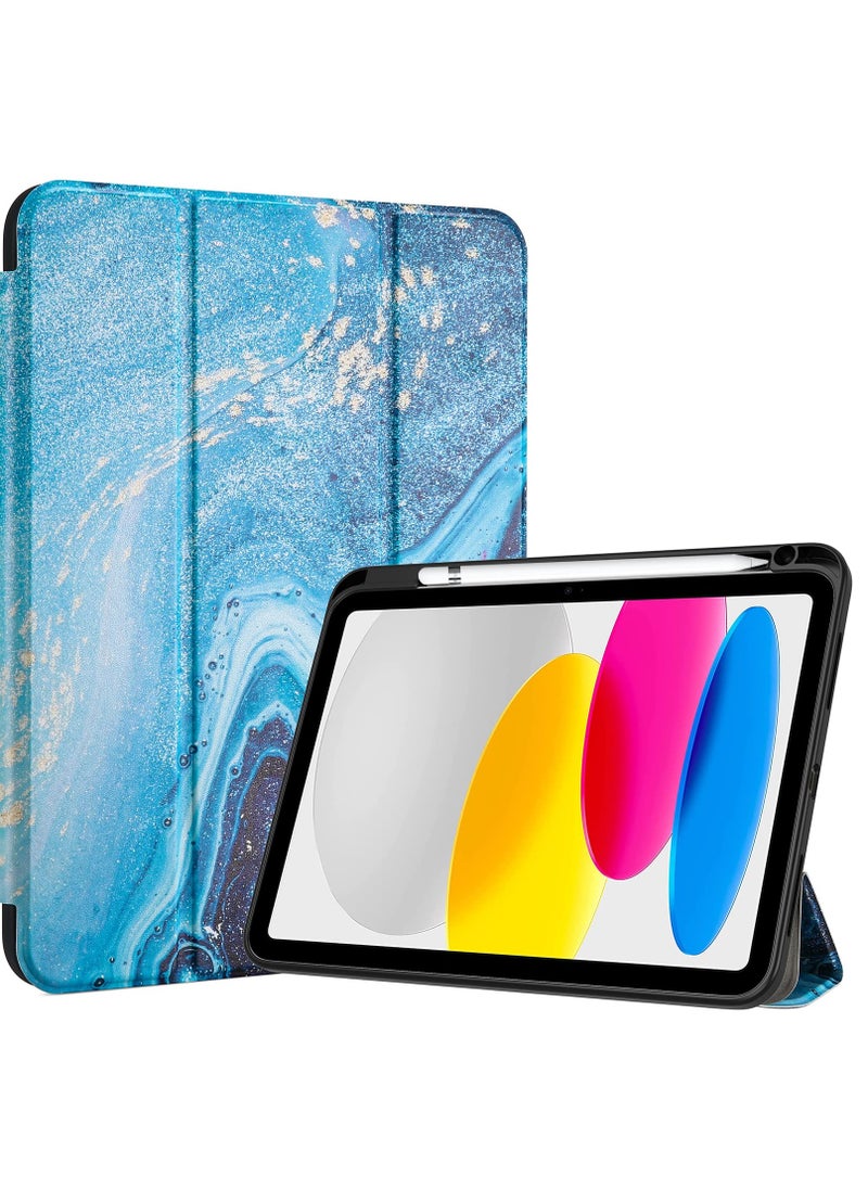 Procases - iPad 10th Generation Case with Pencil Holder 10.9 Inch Case Clear Transparent Back Shell Trifold Protective Case Smart Cover - Image 1