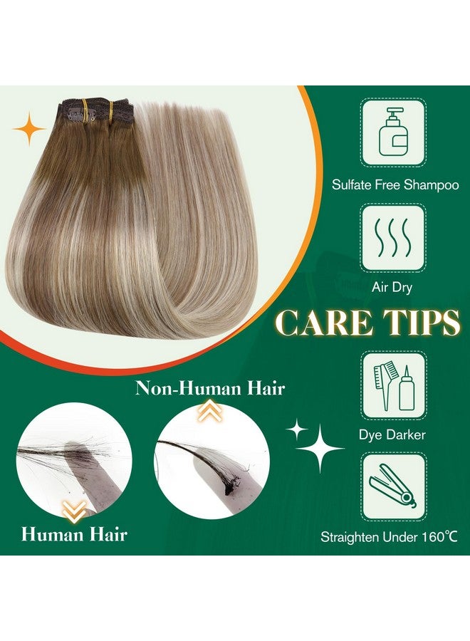 إيزي يوث وصلات شعر بمشبك، شعر بشري حقيقي، وصلات شعر قصيرة، بني متدرج مع وصلات شعر أشقر، وصلات شعر بني بمشبك، مشبك في شعر بشري 70 جرام، 7 قطع 12 بوصة - Image 5