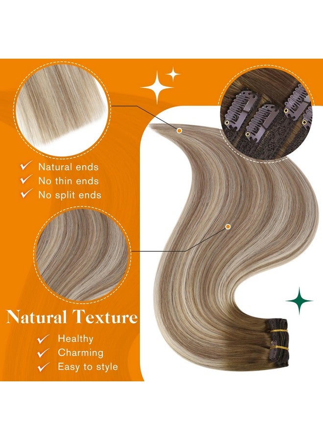 إيزي يوث وصلات شعر بمشبك، شعر بشري حقيقي، وصلات شعر قصيرة، بني متدرج مع وصلات شعر أشقر، وصلات شعر بني بمشبك، مشبك في شعر بشري 70 جرام، 7 قطع 12 بوصة - Image 4