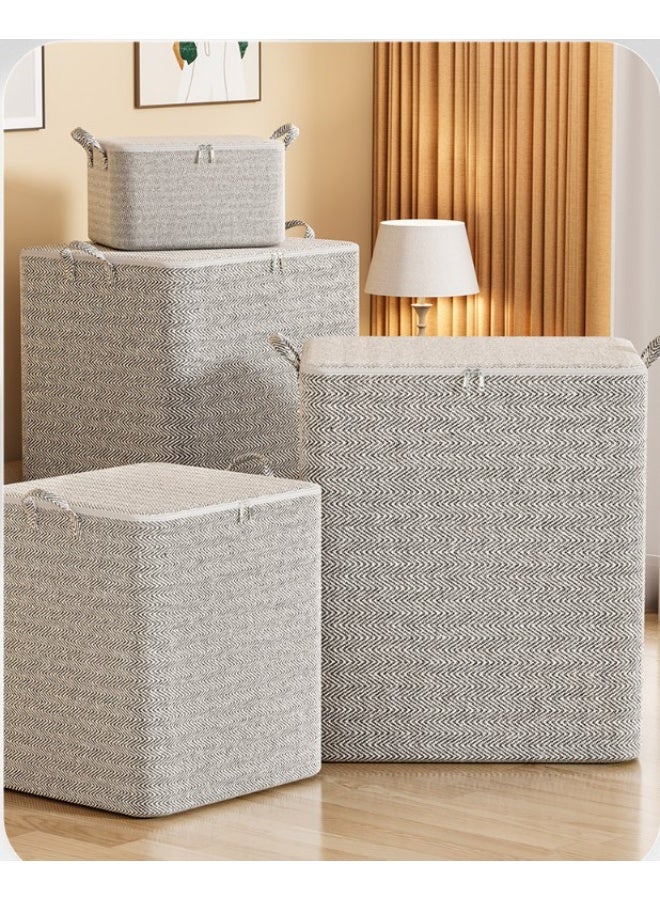 هومستر 4-PCS كبيرة السعة حقائب التخزين - سميكة غير المنسوجة صناديق التخزين النسيج مع سحاب ثنائي الاتجاه، يدوي حمل المقبضات للملابس بطانيات لعب المنظمة، السفر المنزلي حل التخزين متعدد الوظائف، رمادي، 220L + 150L + 110L + 30L - Image 5