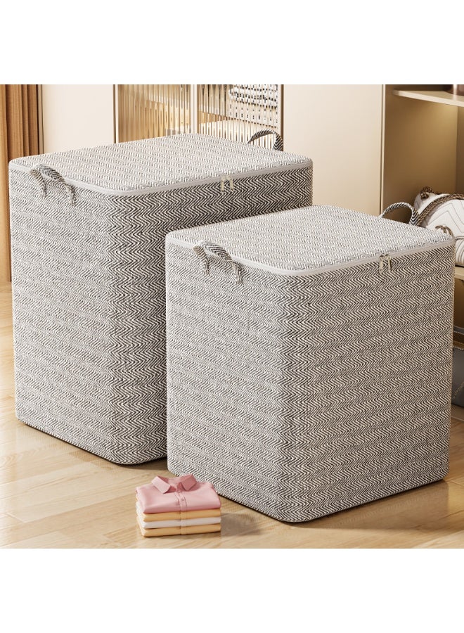 هومستر 4-PCS كبيرة السعة حقائب التخزين - سميكة غير المنسوجة صناديق التخزين النسيج مع سحاب ثنائي الاتجاه، يدوي حمل المقبضات للملابس بطانيات لعب المنظمة، السفر المنزلي حل التخزين متعدد الوظائف، رمادي، 220L + 150L + 110L + 30L - Image 2