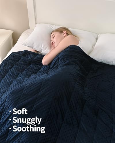 Mr. Sandman Weighted Blanket for Adults, Minky Heavy Blanket for Woman, Man Sleeping Calm, Soft and Cozy Weighted Throw Blankets, Machine Washable, 60 x 80in, 20 Pounds, Navy Blue - Image 2