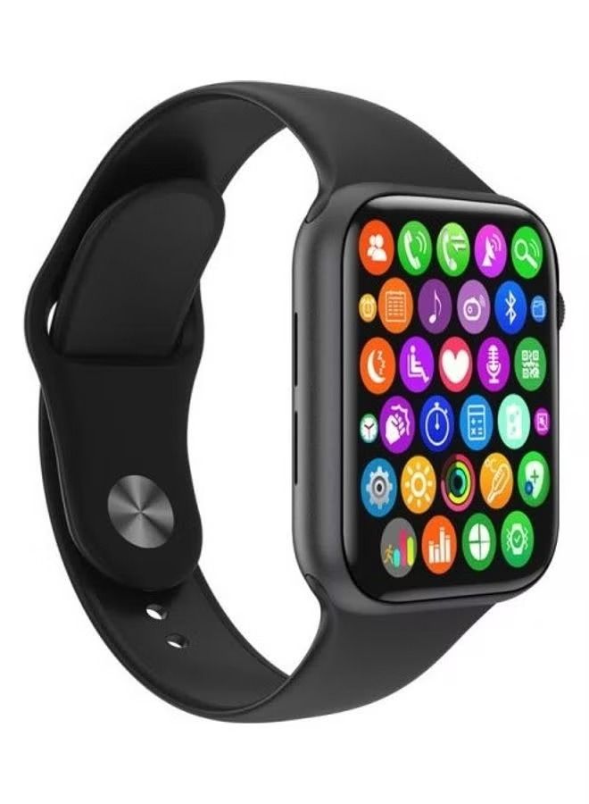 Metal And Silicone Touch Screen Full Square with Heart Rate Tracker Smart watch For Android / IOS black - Image 1