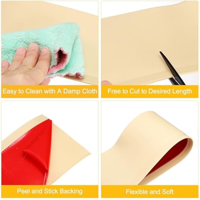 40FT X 4" BASEBOARD TRIM PEEL AND STICK WALL FLEXIBLE MOLDING TRIMS, SELF ADHESIVE PVC COVE BASE BASEBOARDS FOR WALLS CORNER, BEIGE - Image 3