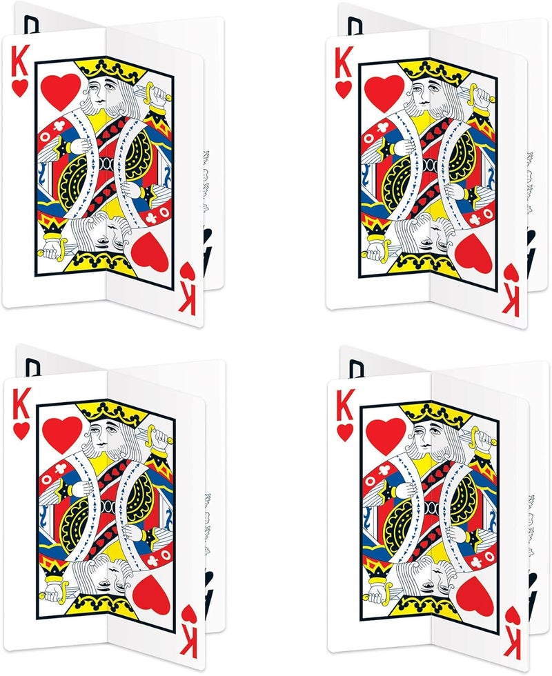 Beistle 4Pack 3D Playing Card Centerpieces Table Decorations for Casino Themed Parties Gatherings Game Night Decorations with Poker Cards 12 - Image 1