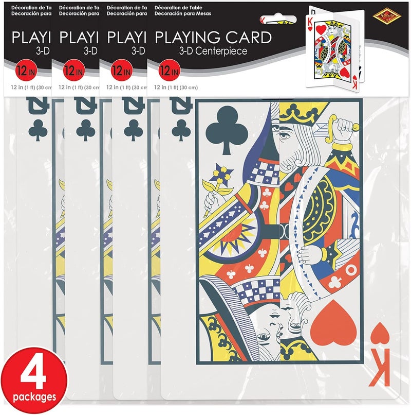 Beistle 4Pack 3D Playing Card Centerpieces Table Decorations for Casino Themed Parties Gatherings Game Night Decorations with Poker Cards 12 - Image 2