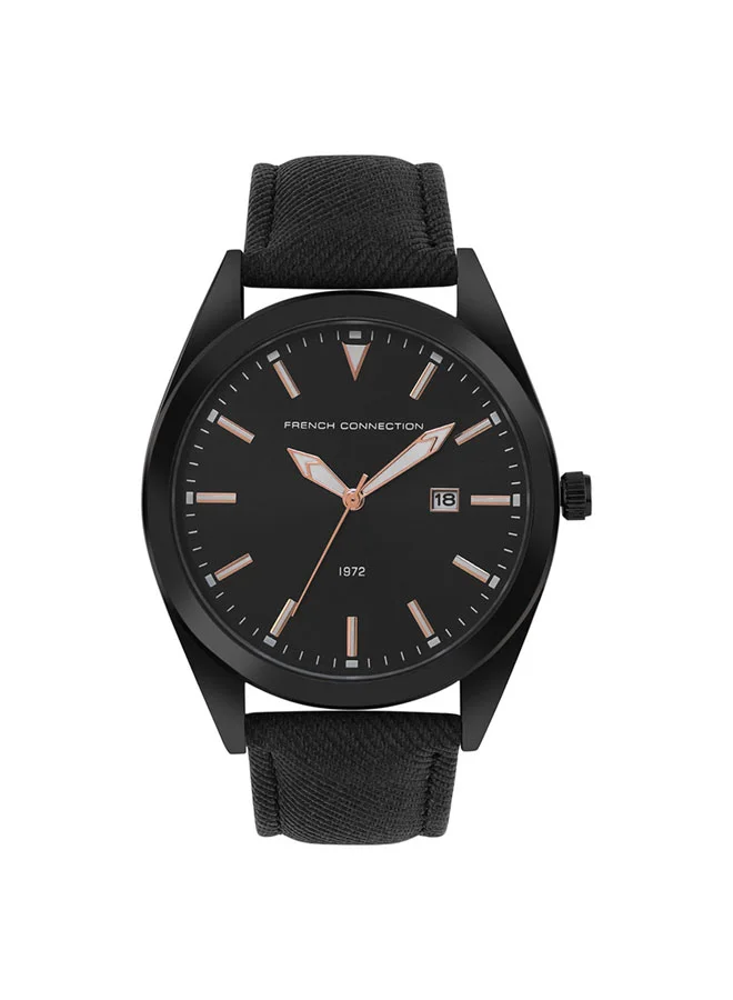 French Connection 42mm Men's Quartz Watch with Black Dial